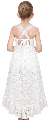 Sunny Fashion Robe Fille Floral Dentelle Salut-Bas Sangle Été Robe d'été Princesse 6-12 Ans