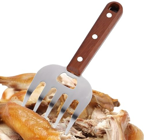 Fourchette déchiqueteuse - Griffes pour viande 18,9 cm | Coupe-viande dee en acier inoxydable avec manche en bois isolant résistant à la chaleur | Émiette-poulet Res | BBQ, grill, cuisine