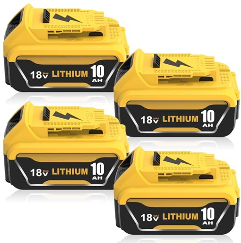 4er-Set 10.0 Ah Ersatzakkus für Dewalt Akku 18V DCB204/DCB206 für Bohrmaschine DCD791/Bohrhammer DCH273/Kreissäge DCS391 – Baustellenarbeiten, Heimwerken, Renovieren