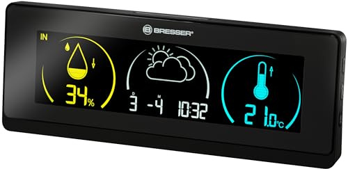 Bresser Wetterstation Funk mit Außensensor Temeo Life mit Farbdisplay, Schimmel, Frost- und Hitzewarnung, Wettertrend
