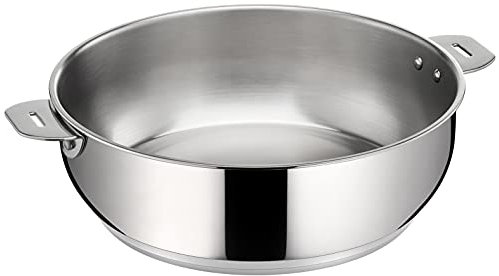 Lagostina Salvaspazio Sauteuse 24 cm, Inox 18/10 haute qualité, Empilable, Tous feux dont induction + four, rangement facile, Fabriqué en Italie 012132031724