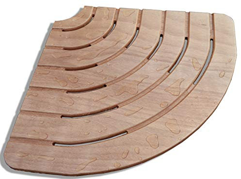 Castelmerlino Tarima para ducha Okumè marino contrachapado lado esquina 61 cm para platos de ducha lado 80 cm, 61 x 61 x 1,9 cm