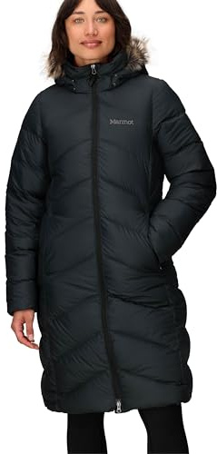 Marmot Damen Wm's Montreaux Coat, Leichte Daunenjacke, wasserdichter Daunenparka, warmer Wintermantel, regendichte Winterjacke, winddichte Funktionsjacke mit Kapuze, Black, S