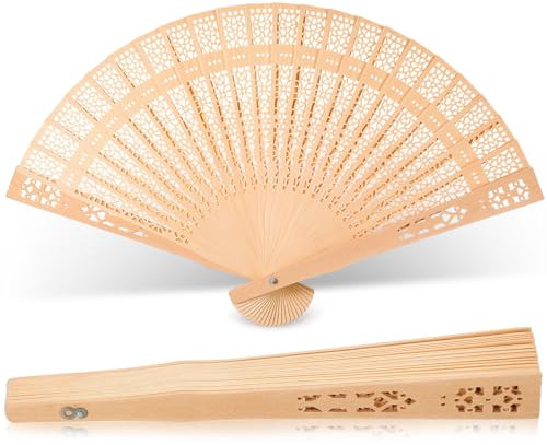 Queekay Ventaglio Pieghevole a Mano Ventilatore a Mano Intagliato in Legno Vintage Decorazione da Parete Cinese Estiva Elegante Regalo per Donna Bomboniere Festa Matrimonio（Stile Classico）