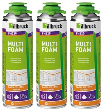 FM220 Bauschaum Montageschaum Pistolenschaum Multischaum Fensterschaum hohe Schalldämmung Wärmedämmung 500ml Kombisets (ohne Reiniger/ohne Schaumpistole, 3x 500ml)