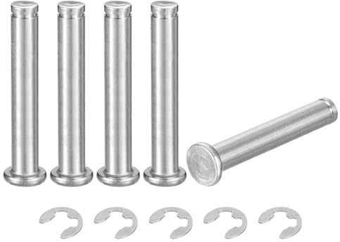 QUARKZMAN 5Set M8x50mm Perno Posizionamento Cilindrico Elastico Albero Acciaio Inossidabile 304, Perno Posizione Cilindro Cerniera Scanalato Testa Piatta con Ring Fissaggio Clip E, Argento