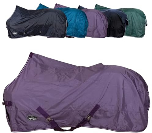 Marengos - Regendecke 420D Economic – leichte Pferdedecke für Regen – atmungsaktiv & wasserdicht – Weidedecke mit Kreuzgurten – Outdoordecke für Pferde – 135cm in Pflaume