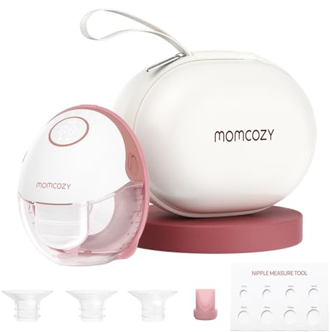 Momcozy M6 Breast Pump Hands Free Mobile Style, Wearable Breastfeeding Pump Ideal Rhythm for More Milk, DoubleFit Flange More Fit & Discreet with 3 Modes & 9 Levels, 24mm(1 Count, Cozy Red)