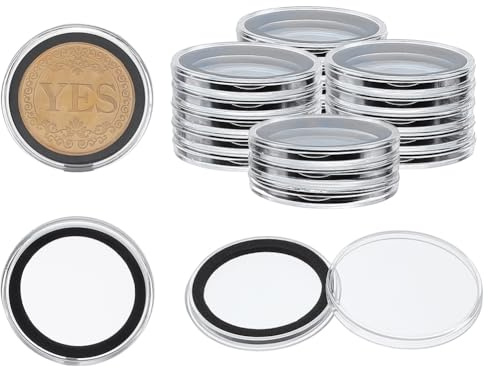 FINGERINSPIRE 20 st myntkapslar 38 mm svarta ringmynthållare inga skallra mynt samlingslåda för 28 ml silver dollar morgan fred Eisenhower silver dollar