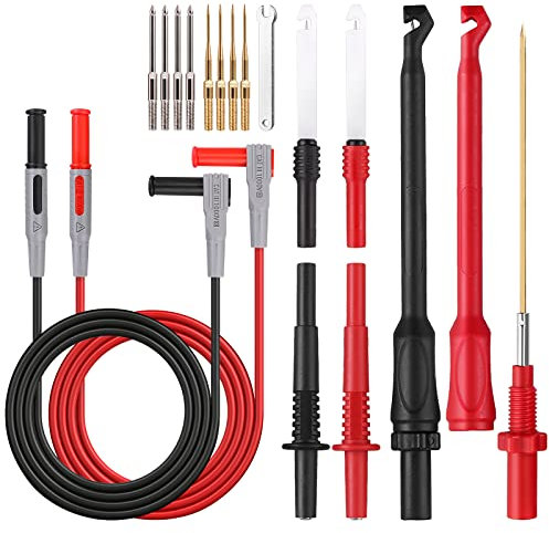 Neoteck Plomo de Prueba de Multimetro 12 pcs Puntas de Prueba Electrónicas Kit de Accesorios con Enchufes de Banana Puntas de Sonda Intercambiables y Pinzas de Cocodrilo para Multímetros Electricistas