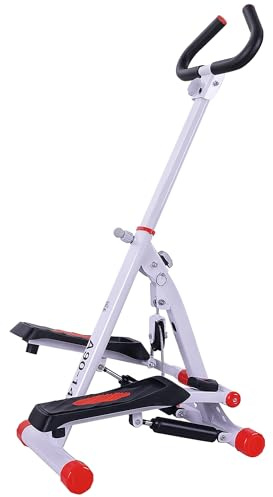 HOMCOM Stepper w/Handle Hand Grip Workout Fitness Machine For Fitness Aerobic Exercise Home Gym Red