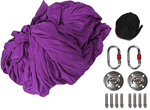 01 Yoga-Hängematte, Aerial Yoga-Schaukel, mikroelastische Entlastung Die rutschfeste, verschleißfeste Passform(Deep Purple 5 * 2.8 Meters Full Set)