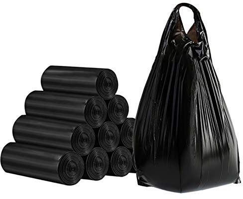 LKJHG Sac en Plastique avec poignée, Sac Poubelle Noir, Sac Poubelle biodégradable et compostable, Sac Poubelle Cuisine Ultra-résistant 12 litres, 200 Sacs