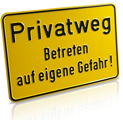 Betriebsausstattung24 Hinweisschild Privatweg Betreten auf eigene Gefahr! - Aluminium, geprägt - 30,0 x 20,0 cm