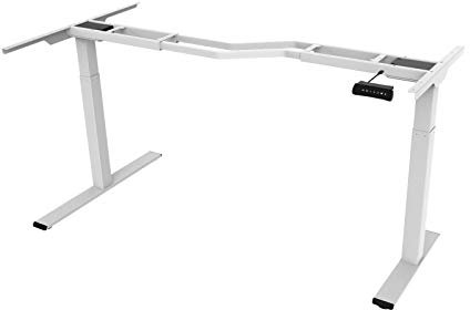 FLEXISPOT E1L L-Shaped Dual Motor Height Adjustable Electric Standing Desk Frame with Automatic Memory Smart Keypad, Anti-Collision Function (White)