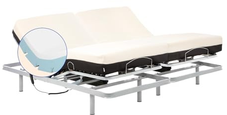 Geriafy - Cama Articulada de Matrimonio Reforzada con Colchón Ortopédico Viscoelástico 20 cm (160x200, Mando por Cable)