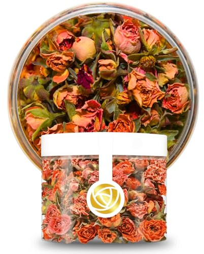 Rosie Rose essbare orangene Rosenblüten Orange Sunrise, 20g Getrocknete Blumen für Hochzeitstorten, Backen & Kochen, natürliche Rosenblüten als Deko für Kuchen und Speisen