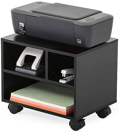 MAXEZE Druckerständer 2-stufiger Druckerständer, Mobiler Untertisch-Aufbewahrungsständer, Arbeitswagen Mit Rollen, Rollender Holzaufbewahrungsschrank Für Das Heimbüro Druckerständer Schreibtisch