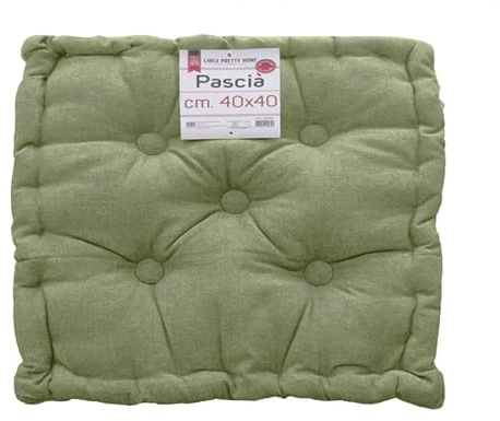 GBiancheria Cuscino Arredo MATTONELLA 40x40 Tinta Unita Trapuntato con Bottoni Fouton (Verde)