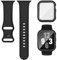 3-IN-1 Kompatibel für Apple Watch Armband mit Hülle und Displayschutz 40mm 41mm 44mm 45mm, Weich Silikon Sport Band + Gehäuse Mit Glas Kompatibel für iWatch Series SE 9 8 7 6 5 4 Damen Herren Schwarz
