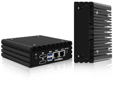 CWWK X86-P5 N305 Mini PC Fanless, Firewall Appliance Mini Computer with 2 x i226-V 2.5GbE LAN, OPNsense Micro PC Barebone DDR5 NO RAM NO SSD, Dual 4K Display, USB3.2, AES-NI