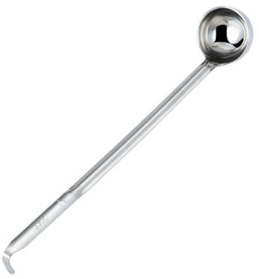 Generic Cucchiaio da minestra da cucina in acciaio inox, manico lungo, cucchiaio da zuppa per ramen, cucchiaio grande da portata, mestolo per sugo (20 CC) - Argento, 1 unità