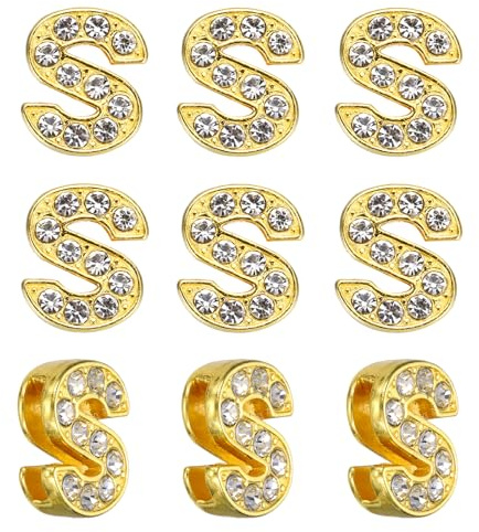 PATIKIL Strass bokstavsberlock, 30 st 10 mm glidarmband hängen kristall bokstav S berlock hängen alfabet A-Z för gör-det-själv smyckestillverkning halsband armband, guldton, 11mm, legering, Strass