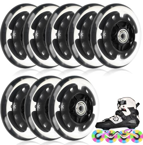 Roues De Rollers En Ligne: 8 Pièces LED Light up Roues De Patin Roue, Roue De Roller En Ligne Avec Roulements, Inline Skate Wheels Pour Tous Les Types De Patins à Roulettes (80 mm)