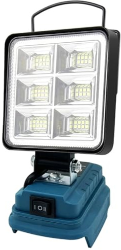 Trådlös lampa för Makita 18 V batteri (utan batteri) 48 W 4800 lm - Bärbar projektor för byggarbetsplats - Med 2 USB-portar för camping, bilreparationer