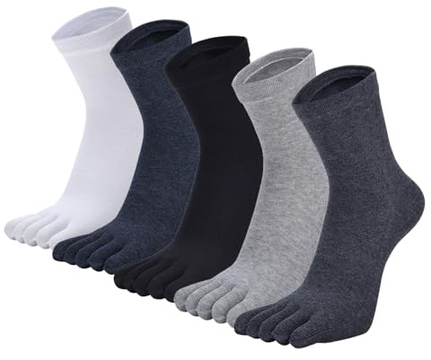 Soleeya 5 Paia Calzini con Dita Separate Donna Uomo, 39-45 Calze con le Dita Donna Uomo Sportivi in Cotone Traspirante Calze 5 Dita (IT, Numero, 39, 45, Regular, Regular, 5 colori)