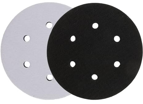 Lot de 2 tampons d'interface en éponge douce de 150 mm pour disques abrasifs de 15,2 cm, crochet et boucle avec 6 trous de poussière, tampon en mousse antibruit résistant aux chocs pour ponceuse