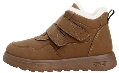 Botines con forro polar para niños, para invierno, térmicos, antideslizantes, para caminar, senderismo, acolchados, cálidos, para la escuela, nieve, al aire libre, informales, deportivas, Brown, 35 EU