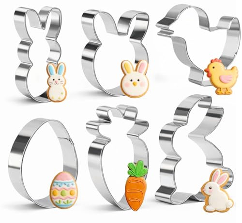 Easter Biscuit and Cookie Cutters, 6-Piece Stainless Steel Set