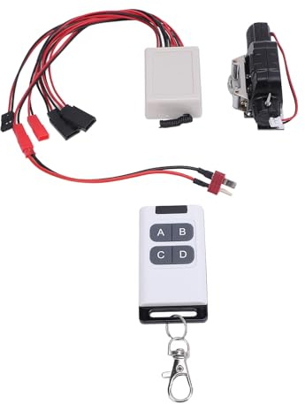 SUNGOOYUE Treuil RC avec Télécommande Treuil de Voiture RC à L'échelle 1/10 Alliage D'aluminium Haute Résistance avec Câble en Acier pour Losi (Black)