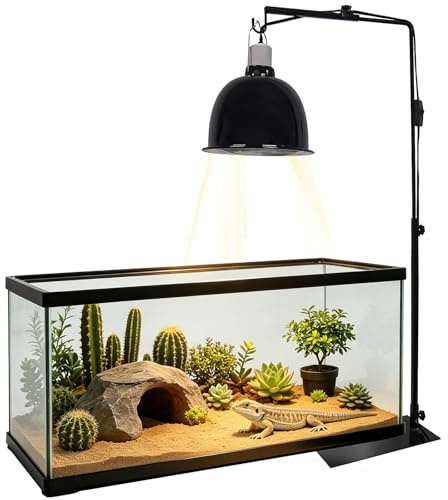 TUAKIMCE Reptile Heat Lamp Holder Stand – Adjustable 12-25 Inch Metal Stand for Small Reptile Dome Lamp – Light Fixture Hanger for Snake, Lizard, Chick, Turtle, Spider Terrarium & Aquarium