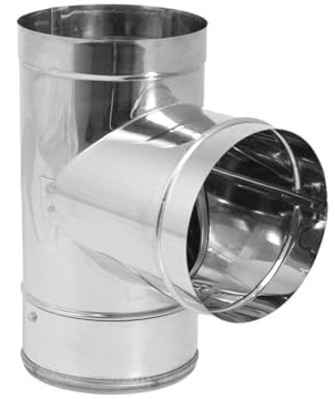 DuraVent DuraBlack 430 Stainless Steel, Durable and Easy Installation Single Wall Wood Burning Stove Pipe Connector Tee, Silver