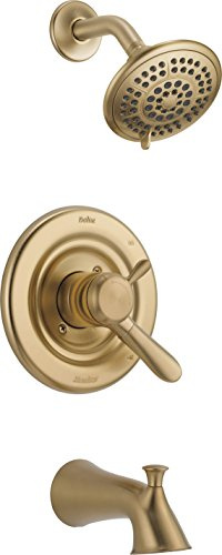 Delta Lahara 17 Series Dual-Function Tub and Shower Trim Kit with 5-Spray Touch Clean Shower Head, Champagne Bronze T17438-CZ (Valve Not Included)