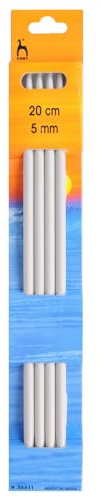 Pony Double Ended Knitting Pins, Aluminium,Silver, 20cm x 5.0mm, Set of 4