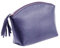 ALASSIO 2702 Kosmetiktasche aus echtem Leder, Ledertasche mit Reißverschluss und Lederfransenzipper, kleine Tasche, Kulturbeutel, Waschtasche für Reisen, Make-Up-Tasche, blau, ca. 15,5 x 11 x 5,5 cm
