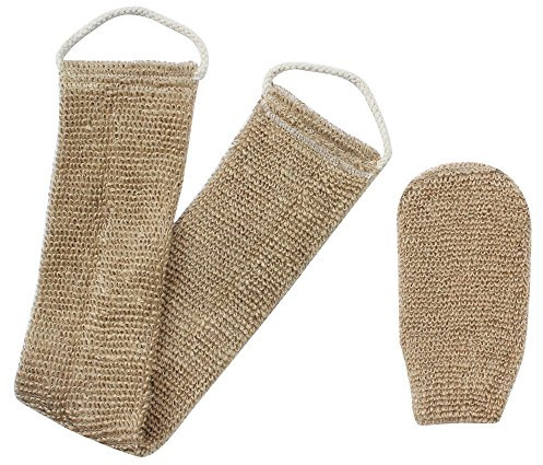 Homgaty Bande nettoyante exfoliante pour le dos et gant en chanvre 100 % naturel