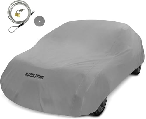 Motor Trend Breathable Lightweight Car Cover, Anti-Moisture Build-Up Water-Resistant Scratch-Resistant Travel-Friendly, Universal Fit for Cars SUVs Trucks Vans All-Weather Outdoor/Indoor, (XL) 210 L
