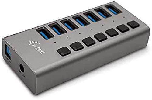 i-tec USB 3.0 HUB 7-port med extern nätadapter 36 W – 7 x USB 3.0-port, kompatibel med bärbar dator, surfplatta, PC