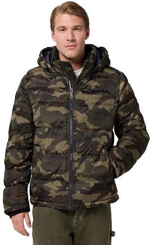Tommy Hilfiger Men's Classic Hooded Puffer Jacket (Standard and Big & Tall), Camouflage, X-Large
