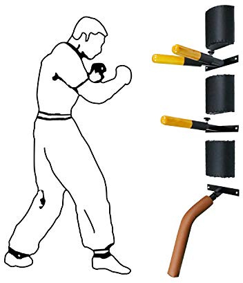 SYNTECSO Wing Chun Dummy, Wall Mounted Wooden Dummy with Leg and Punching Bag