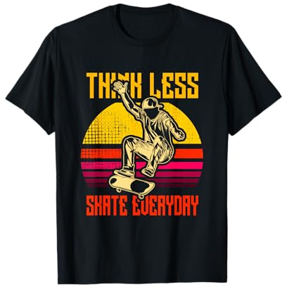 Think Less Skate Everyday Skateboarding Vintage pour hommes T-Shirt