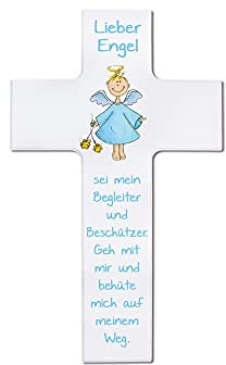 Fritz Cox Kinderkreuz 'Engel sei mein Begleiter' 15cm Blau weiß
