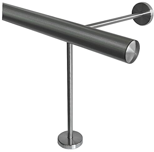 TIBU Fotstöd V2A rostfritt stål Ø 33,7 mm 30–590 cm, längd = 230 cm, 3 par hållare 25/25 cm barstång rästång