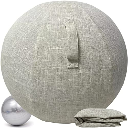 Alywen Pallone da ufficio, seduta pallone da palestra, ufficio, 55/65/75 cm di gravidanza, sedia con copertura di protezione antiscivolo Swiss Ball (65 bianco)