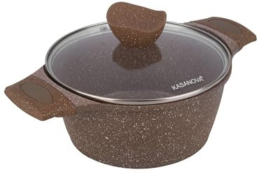 KASANOVA Casseruola antiaderente 0 Grassi, rivestimento antiaderente 24 cm con coperchio