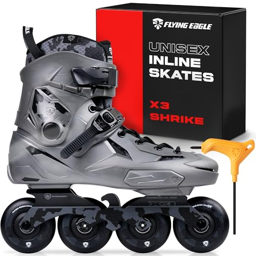 Flying Eagle X3 Shrike Freeskates - Aggressive Inline-Skates für Herren, Rollschuhe, Inline-Skates für Erwachsene, Rollschuhe, Skating-Schuhe für Outdoor, Rollschuhe für Erwachsene, Grau, Herrengröße